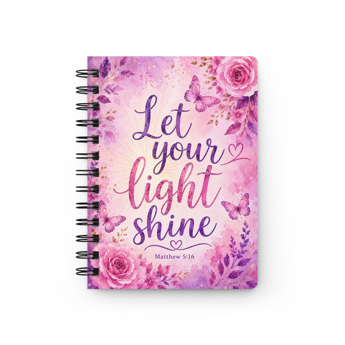 Let Your Light Shine Spiral Journal — Inspirational Floral Christian Notebook (Matthew 5:16)