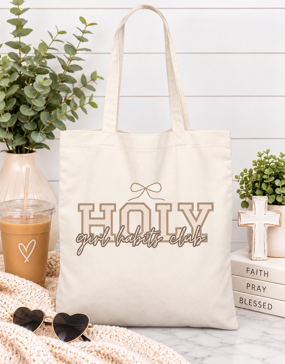 Holy Girl Habits Club Varsity Tote Bag